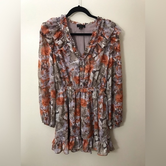 ANTHROPOLOGIE Current Air Womens Picot Stitch Ruffles Floral Mini Dress Size S - Picture 3 of 16